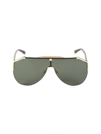 Shop Gucci Men's 99mm Shield Sunglasses In Gold