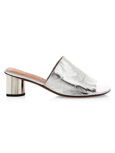 Shop Clergerie Women's Lea Metallic Leather Mules In Silver