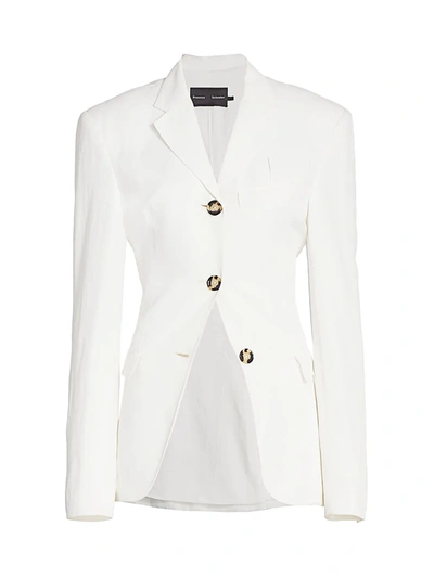 Shop Proenza Schouler Women's Cinched Stretch-linen Blazer In Off White