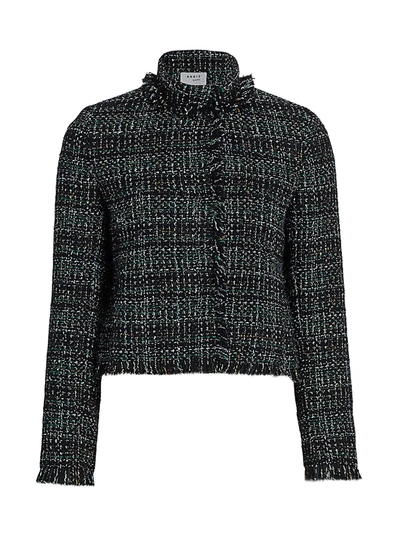Shop Akris Punto Women's Fringe-trim Tweed Jacket In Black Multi
