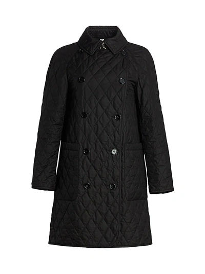 Shop Burberry Women's Tything Long Quilted Trench Coat In Black