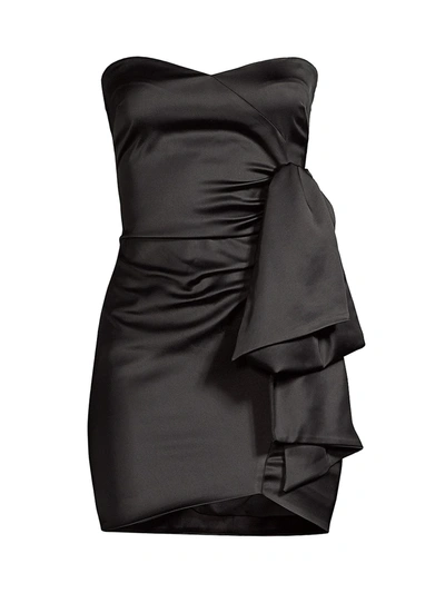 Shop Likely Kika Sweetheart Satin Mini Dress In Black
