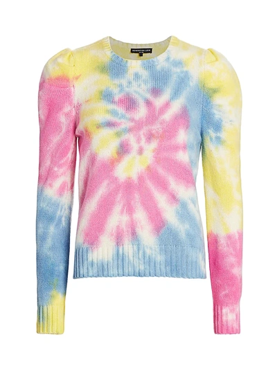 Shop Generation Love Tyrell Tie-dye Puff-sleeve Sweater In Rainbow