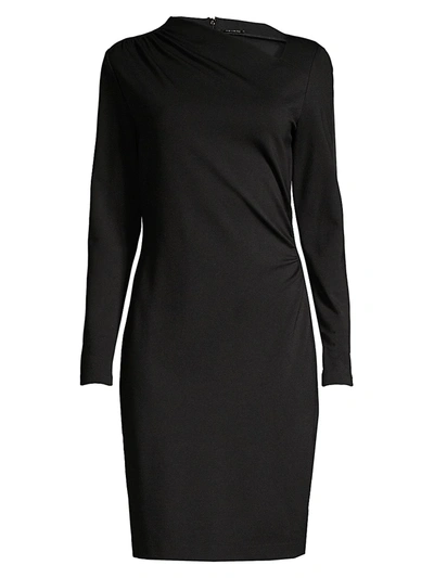 Shop Elie Tahari Mozelle Asymmetric Double-knit Dress In Black