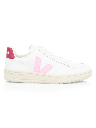 Shop Veja Women's V-12 Leather Low-top Sneakers In White