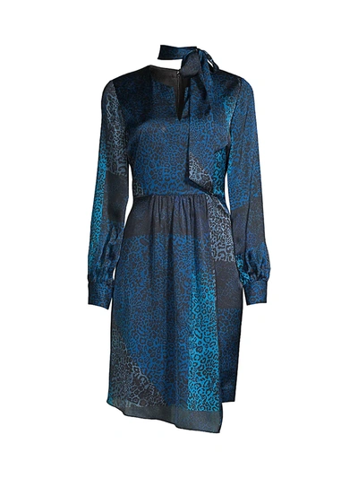 Shop Elie Tahari Alara Leopard-print Patchwork Dress In Neutral