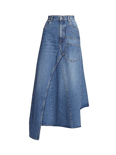 Shop Loewe Women's Asymmetric Denim Midi Skirt In Washed Denim