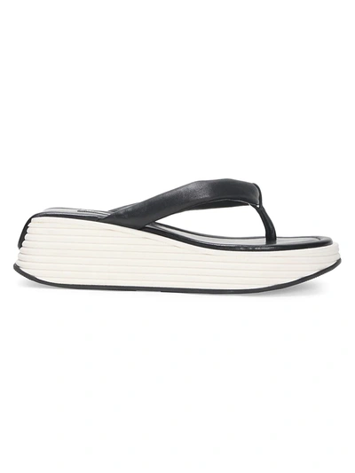 Shop Givenchy Women's Kyoto Platform Leather Flip Flops In Black White