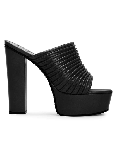 Shop Givenchy Women's Ribbed Platform Leather Mules In Black