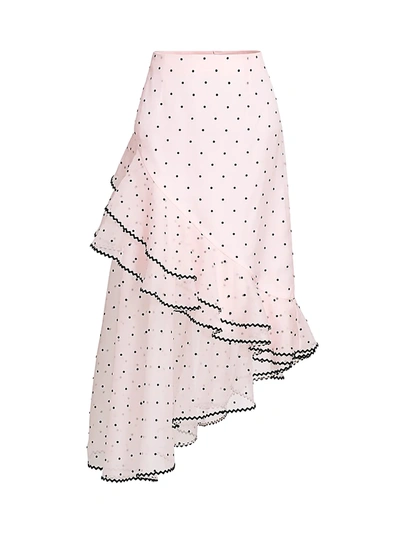 Shop Erdem Women's Polka Dot Ruffle Organza Skirt In Pink