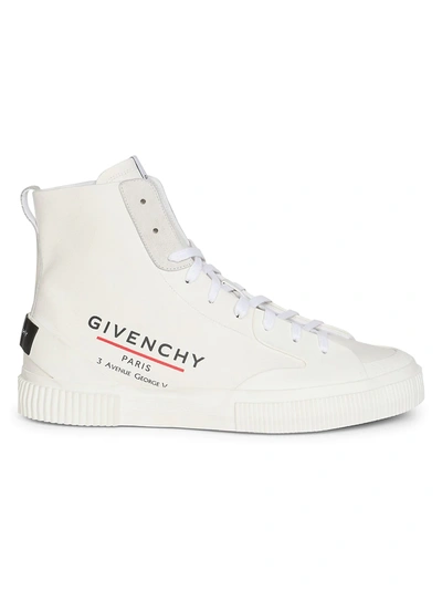 Shop Givenchy Men's Tennis Light High-top Canvas Sneakers In White