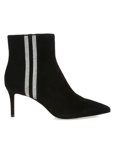 Shop Alice And Olivia Women's Flossly Embellished Suede Ankle Boots In Black Silver