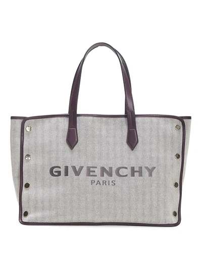 Shop Givenchy Medium Bond Cotton Tote In Aubergine