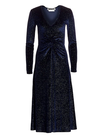 Shop Rotate Birger Christensen Women's No. 7 Velvet Glitter Midi Dress In Twilight Blue