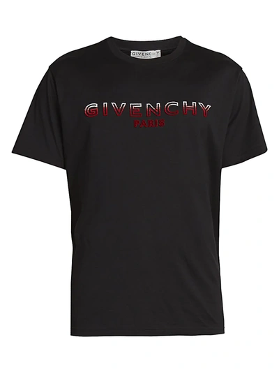 Shop Givenchy Men's Embossed Logo Cotton Tee In Black