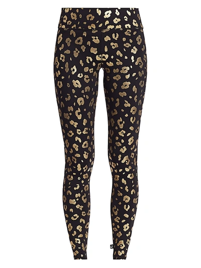 Shop Terez Women's Foil-printed Tall Band Leggings In Gold Cheetah Foil