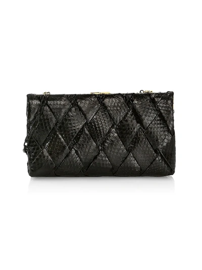 Shop Nancy Gonzalez Large Woven Snakeskin Frame Clutch In Black