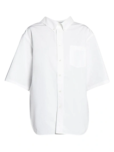 Shop Balenciaga Boxy Cotton Shirt In White