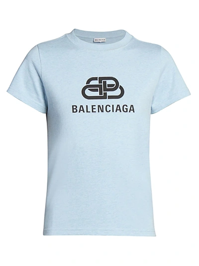 Shop Balenciaga Women's Bb Cotton T-shirt In Blue