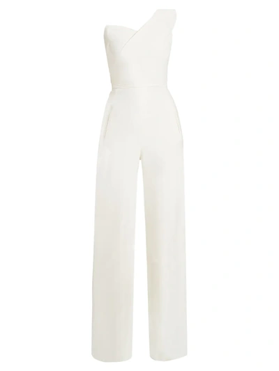 Shop Roland Mouret Platano One-shoulder Jumpsuit In White
