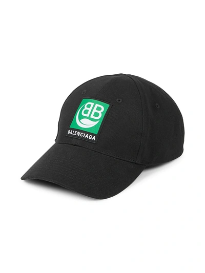 Shop Balenciaga Men's Bb Bio Logo Baseball Cap In Black