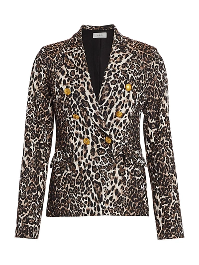 Shop A.l.c Alton Leopard Print Double-breasted Blazer In Brown