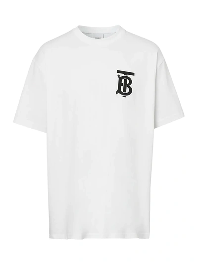 Shop Burberry Men's Emerson Tb Monogram T-shirt In White