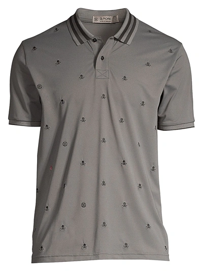 Shop G/fore Skull & T's Embroidered Slim-fit Polo In Charcoal