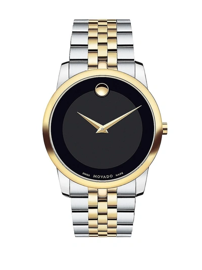 Shop Movado Men's Museum Black Dial Two-tone Pvd Stainless Steel Bracelet Watch