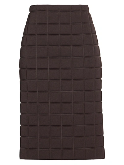 Shop Bottega Veneta Women's Quilted Technical Pencil Skirt In Chocolate