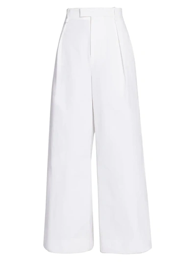 Shop Bottega Veneta Pleat-front Wide-leg Pants In Optic White