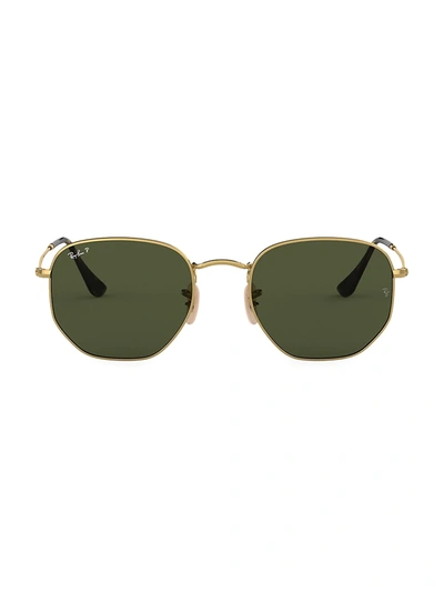 Shop Ray Ban Men's Rb3548 51mm Hexagonal Sunglasses In Dark Green