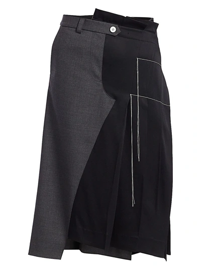 Shop Monse Women's Half Trouser Pleated Wool-blend Skirt In Black