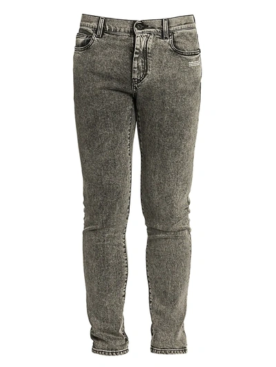 Shop Off-white Men's Logo Skinny Jeans In Medium Grey