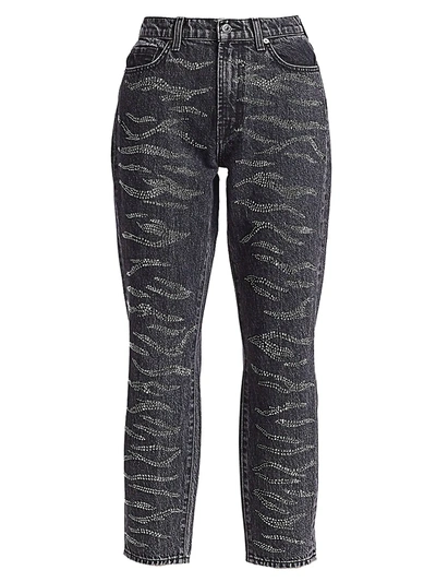 Shop 7 For All Mankind Crystal High-rise Zebra Print Jeans In Black