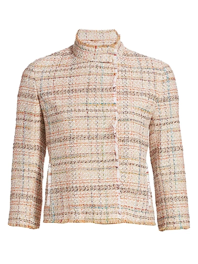 Shop Akris Punto Cropped Tweed Jacket In Desert Cream Multi