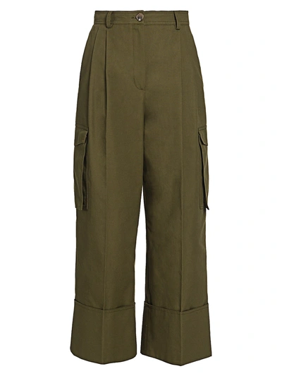 Shop Alexander Mcqueen Women's Cropped Cargo Pants In Khaki Green