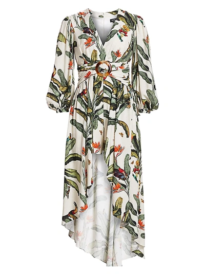 Shop Patbo Tropical-print High-low Romper In Off White