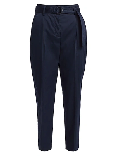 Shop Akris Punto Women's Fred Belted Satin Stretch Pants In Night Sky