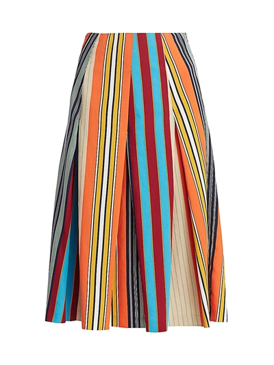 Shop Akris Punto Women's Parasol Stripe Pleated A-line Skirt In Parasol Stripe Multi