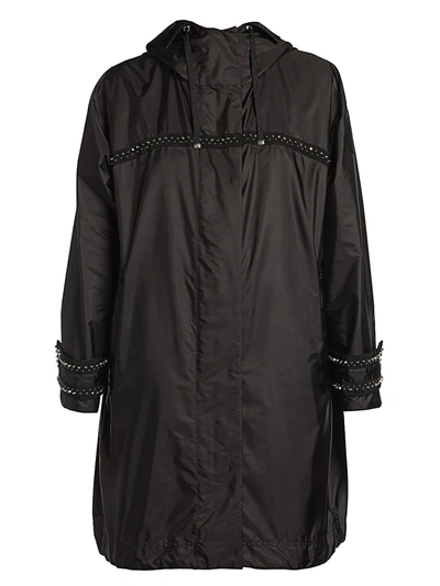 Shop Moncler Women's Prasin Long Studded Coat In Black