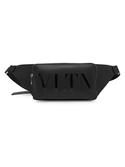 Shop Valentino Vltn Leather Belt Bag In Black
