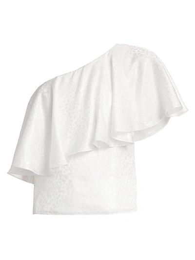 Shop Adriana Iglesias Women's Jane Ruffle One-shoulder Jacquard Top In White
