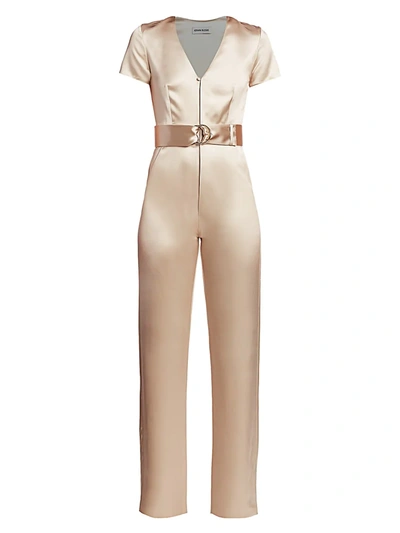 Shop Adriana Iglesias Women's Vice Silk Belted Jumpsuit In Champagne