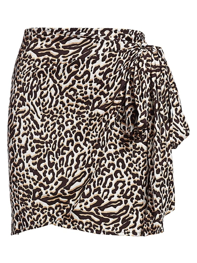 Shop Andamane Camilla Leopard Print Wrap Skirt In Leo White
