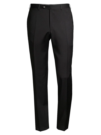 Shop Canali Men's Wool Trousers In Black