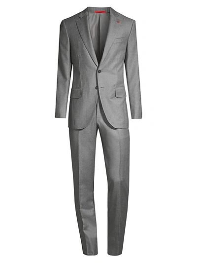 Shop Isaia Men's Royal Flannel Single-breasted Wool Suit In Grey