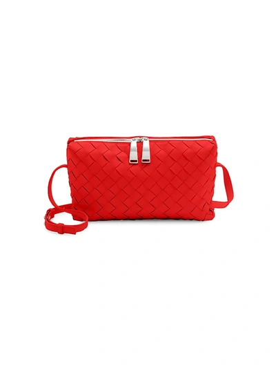 Shop Bottega Veneta Mini Nodini Leather Crossbody Bag In Bright Red