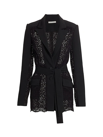 Shop Jonathan Simkhai Women's Multimedia Lace Blazer In Black