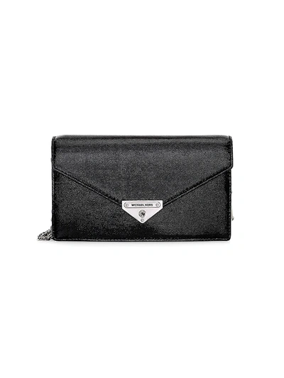 Shop Michael Michael Kors Women's Medium Grace Leather Envelope Clutch In Black